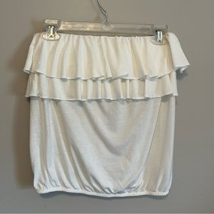 White Ruffle Tube Top